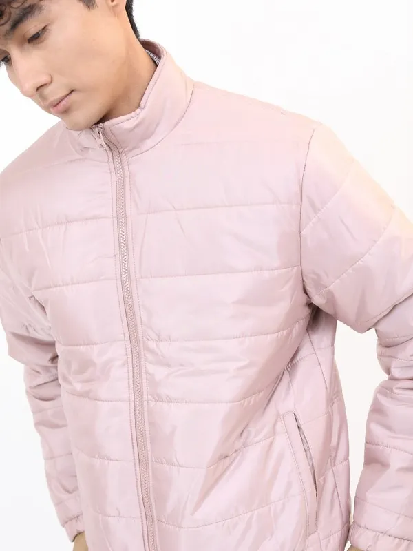 Ketch Men Mauve Solid Puffer Jacket