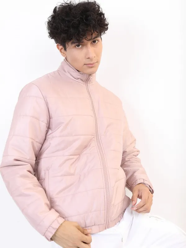 Ketch Men Mauve Solid Puffer Jacket