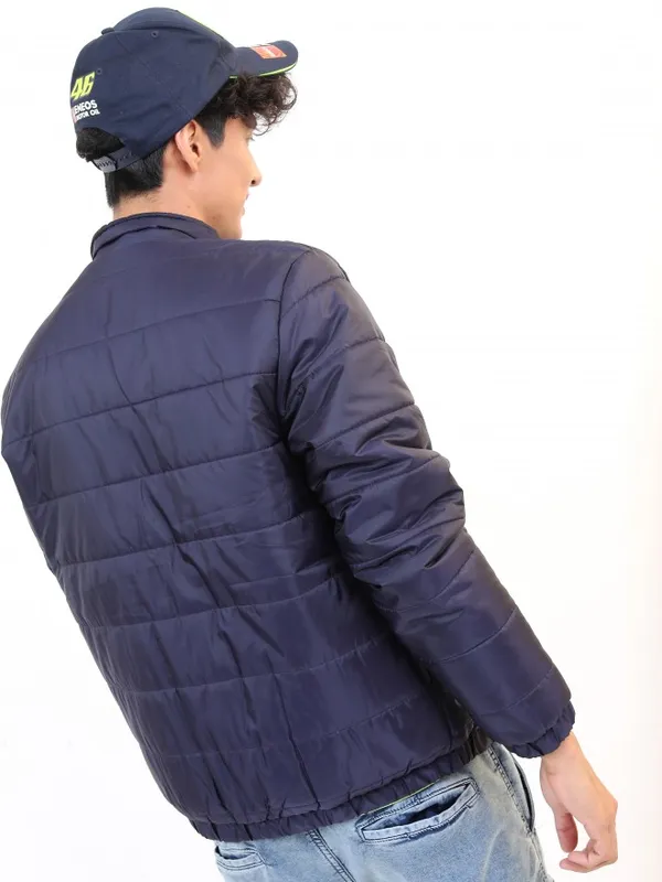  Ketch Men Blue Solid Puffer Jacket Jackets