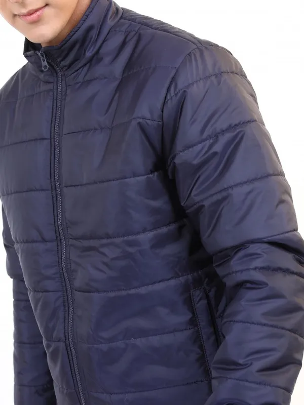  Ketch Men Blue Solid Puffer Jacket Jackets