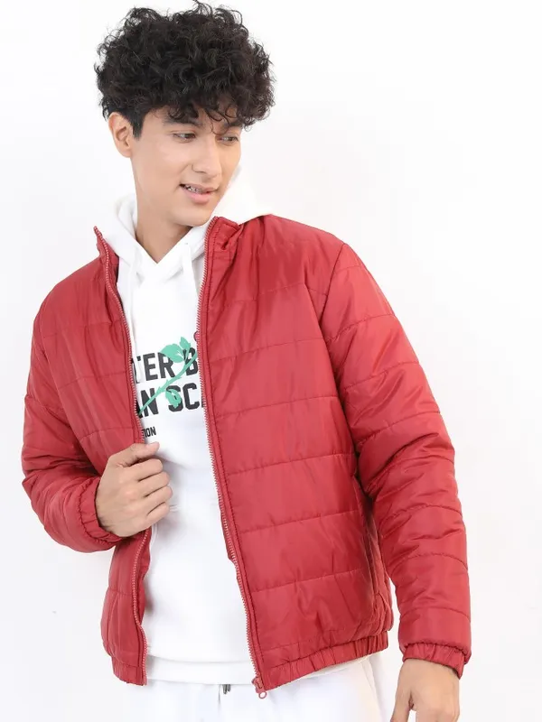 Ketch Men Red Solid Puffer Jacket