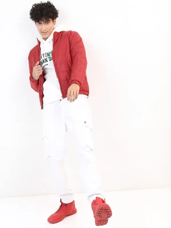 Ketch Men Red Solid Puffer Jacket