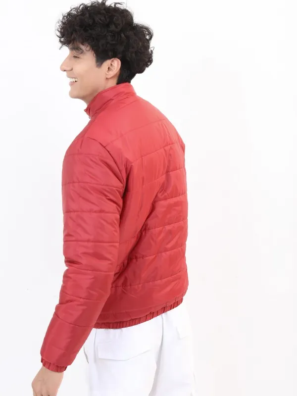 Ketch Men Red Solid Puffer Jacket