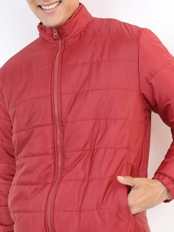 Ketch Men Red Solid Puffer Jacket