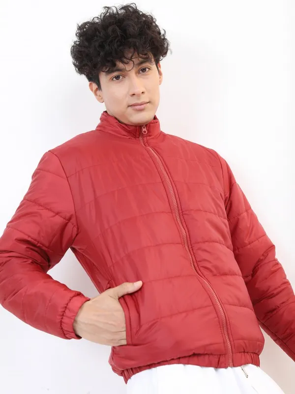 Ketch Men Red Solid Puffer Jacket