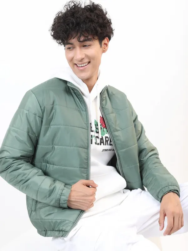 Ketch Men Green Solid Puffer Jacket