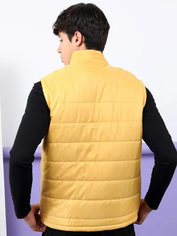  Highlander Men Mustard Solid Puffer Jacket Jackets