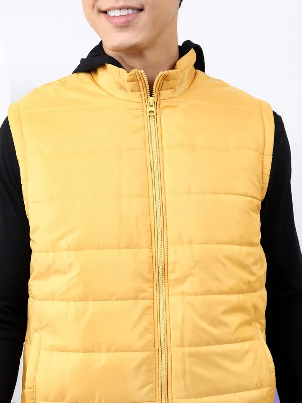  Highlander Men Mustard Solid Puffer Jacket Jackets