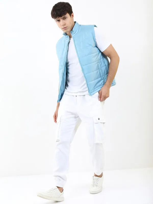  Ketch Men Teal Solid Puffer Jacket Jackets