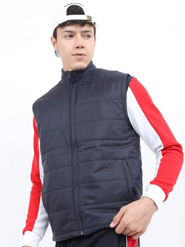  Ketch Men Blue Solid Puffer Jacket Jackets