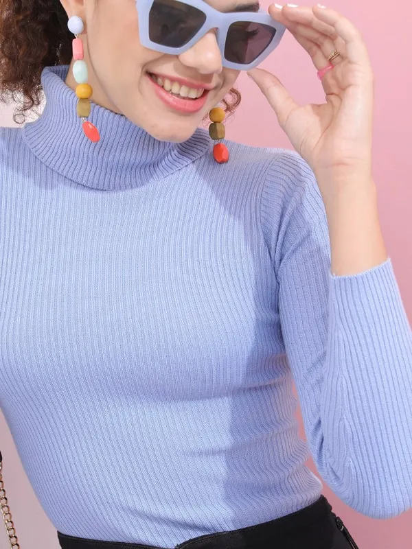  Tokyo Talkies Women Blue Turtle Neck Sweaters