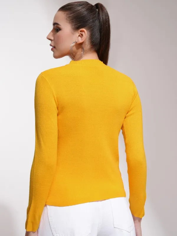 Tokyo Talkies Women Mustard Round Neck Sweaters