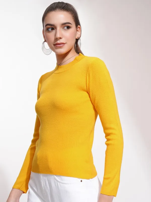  Tokyo Talkies Women Mustard Round Neck Sweaters