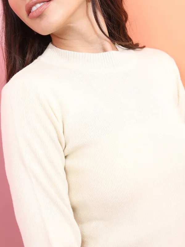  Tokyo Talkies Women Beige Round Neck Sweaters