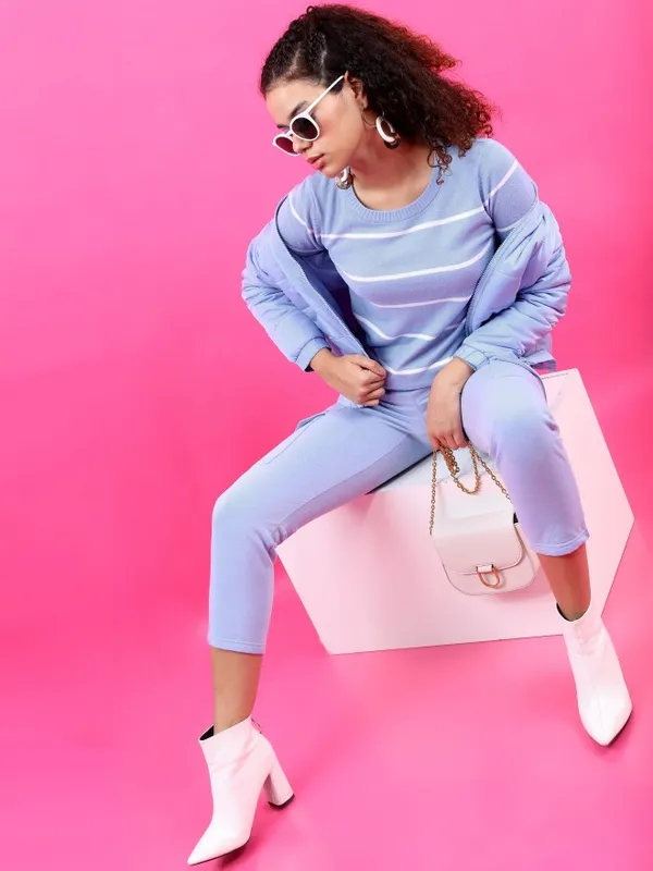  Tokyo Talkies Women Blue Round Neck Sweaters
