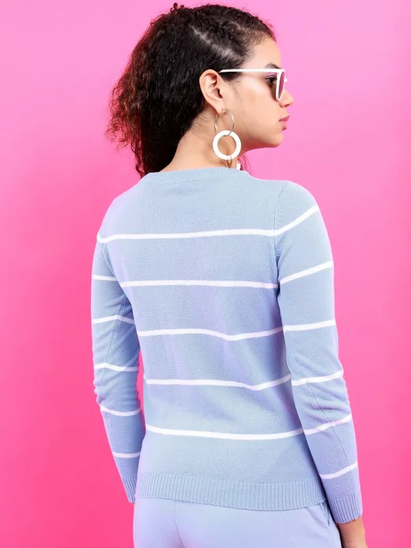  Tokyo Talkies Women Blue Round Neck Sweaters