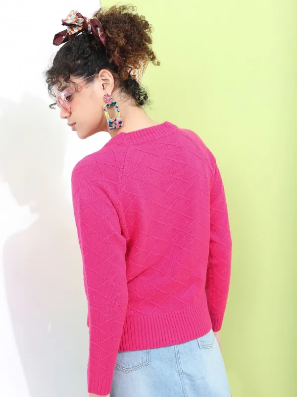  Tokyo Talkies Women Pink Round Neck Sweaters