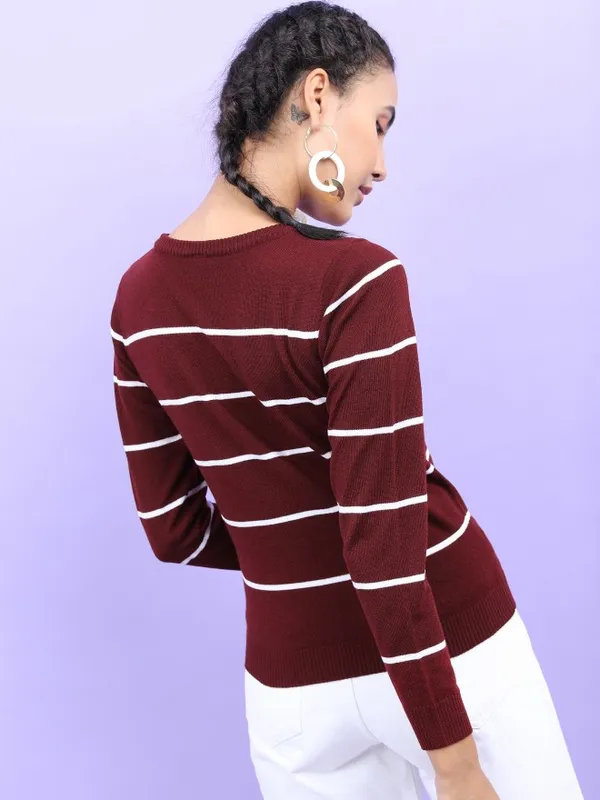  Tokyo Talkies Women Maroon Round Neck Sweaters