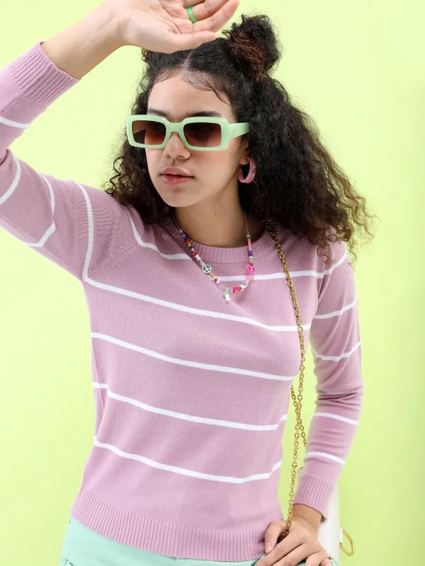  Tokyo Talkies Women Pink Round Neck Sweaters
