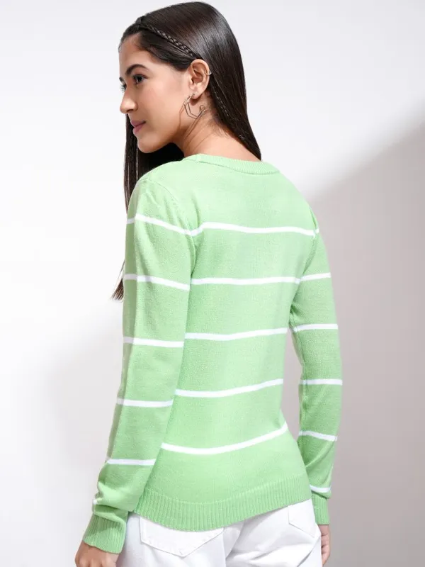  Tokyo Talkies Women Green Round Neck Sweaters