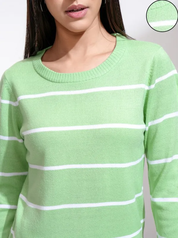  Tokyo Talkies Women Green Round Neck Sweaters