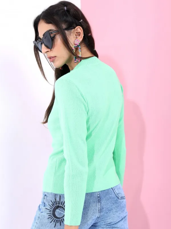  Ketch Women Green Round Neck Sweaters