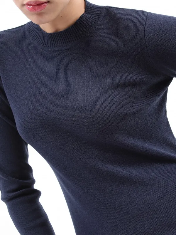  Ketch Women Navy Blue Round Neck Sweaters