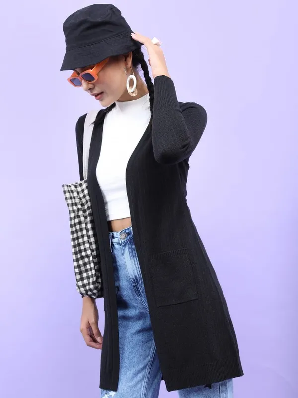 Tokyo Talkies Women Black V Neck Sweaters