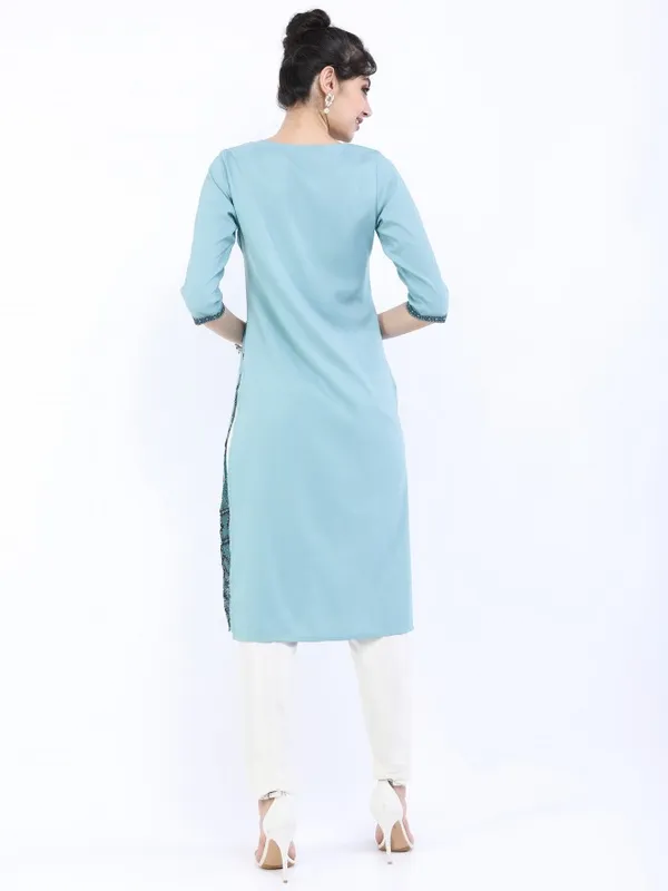  Ketch Women Blue Printed Straight Kurtas