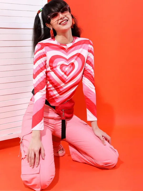 Tokyo Talkies Women Pink Printed Regular Tops