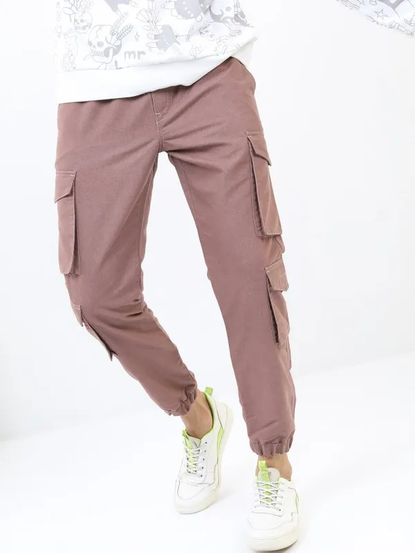  Highlander Men Copper Regular Fit Solid Casual Trousers