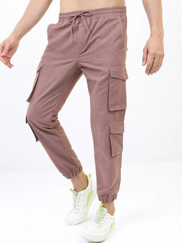  Highlander Men Copper Regular Fit Solid Casual Trousers