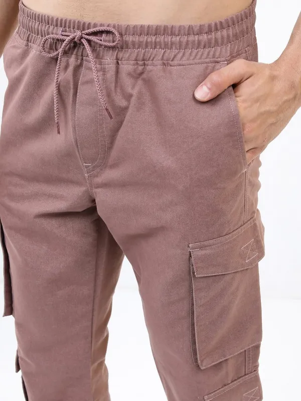  Highlander Men Copper Regular Fit Solid Casual Trousers
