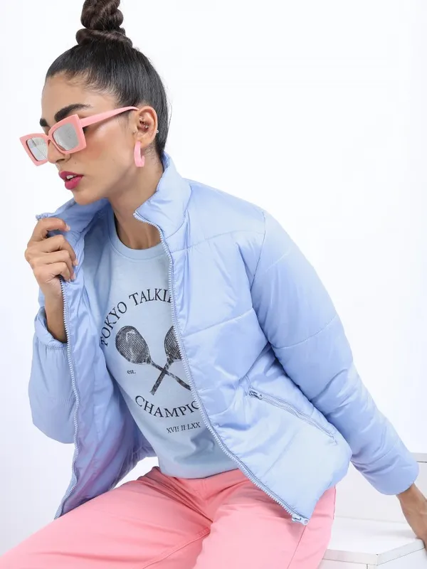  Tokyo Talkies Women Blue Puffer Jacket Jackets