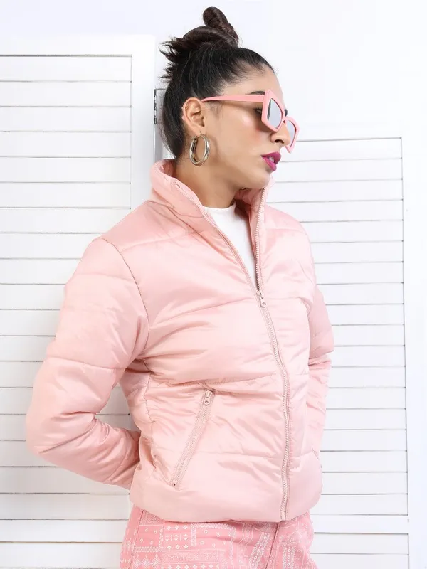  Tokyo Talkies Women Pink Puffer Jacket Jackets