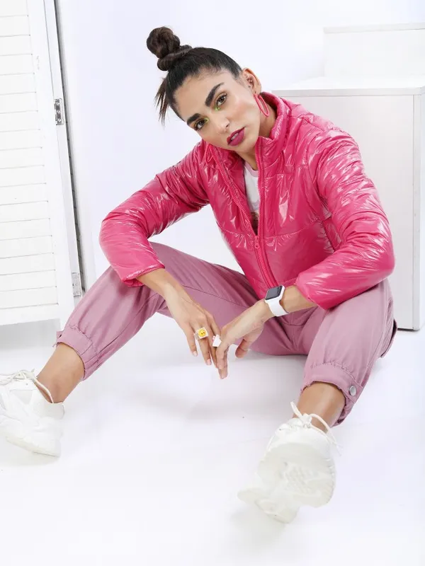  Tokyo Talkies Women Pink Puffer Jacket Jackets