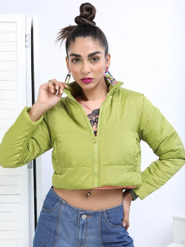  Tokyo Talkies Women Green Puffer Jacket Jackets