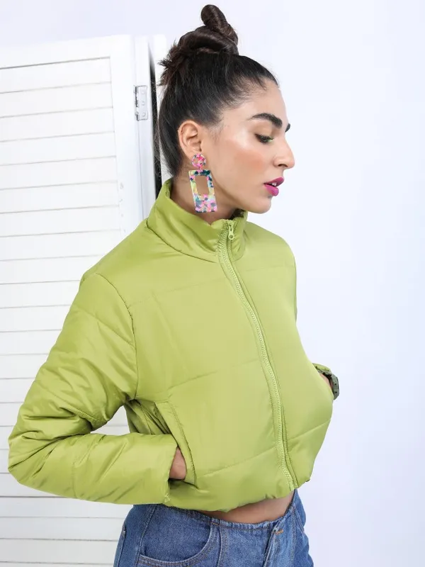  Tokyo Talkies Women Green Puffer Jacket Jackets