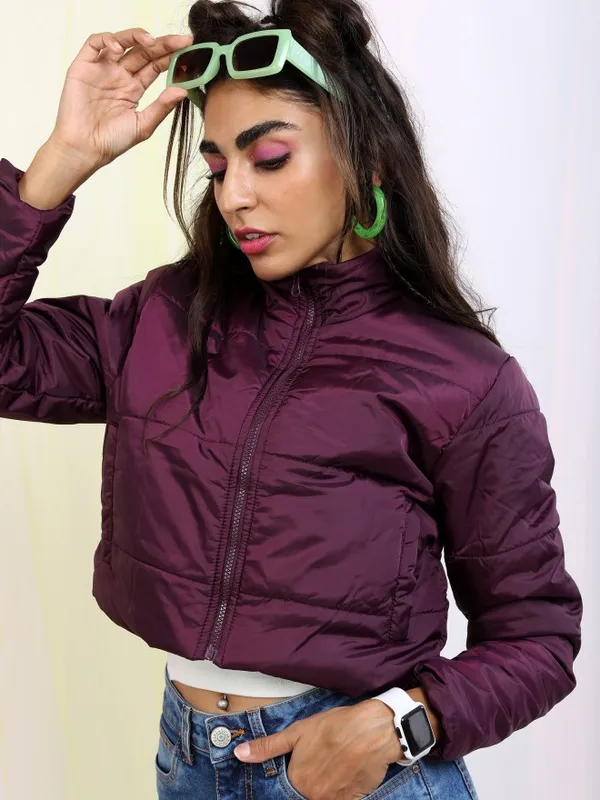  Tokyo Talkies Women Burgundy Puffer Jacket Jackets