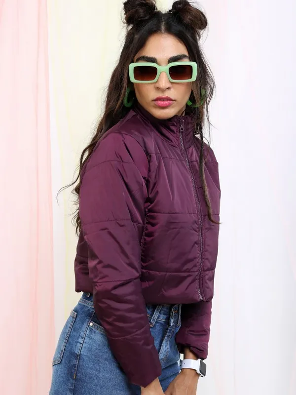  Tokyo Talkies Women Burgundy Puffer Jacket Jackets