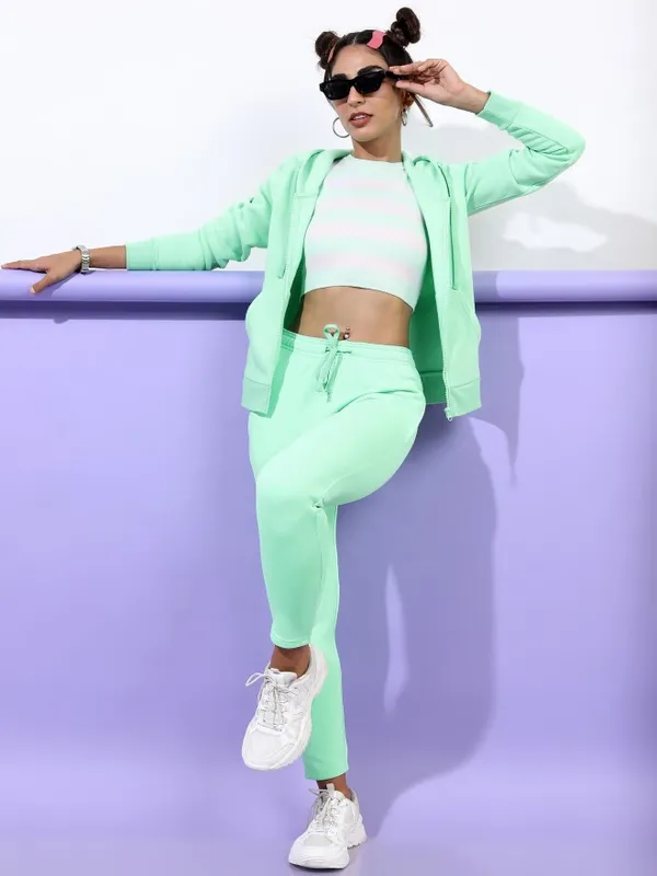  Ketch Women Green Hood Sweatshirts