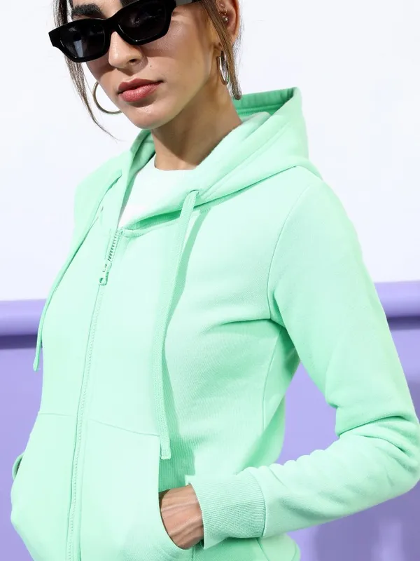  Ketch Women Green Hood Sweatshirts