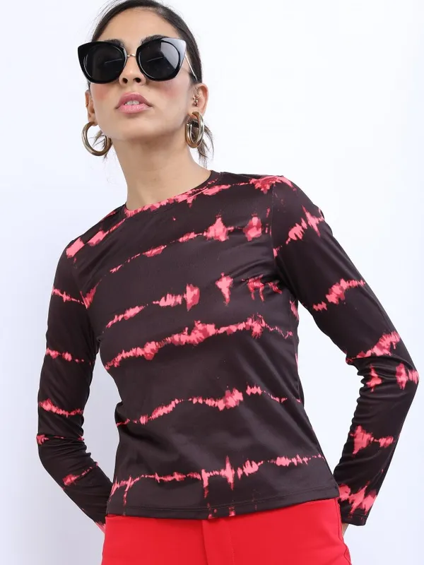  Tokyo Talkies Women Maroon Printed Regular Tops