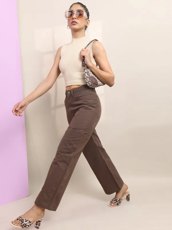  Tokyo Talkies Women Brown Dad Fit Clean Look Jeans