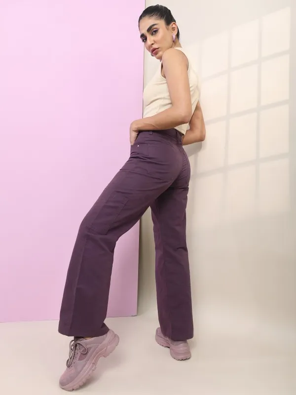  Tokyo Talkies Women Purple Dad Fit Clean Look Jeans