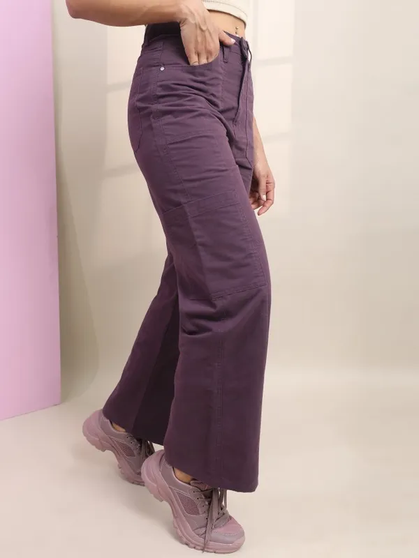  Tokyo Talkies Women Purple Dad Fit Clean Look Jeans