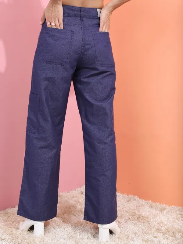  Tokyo Talkies Women Navy Blue Dad Fit Clean Look Jeans