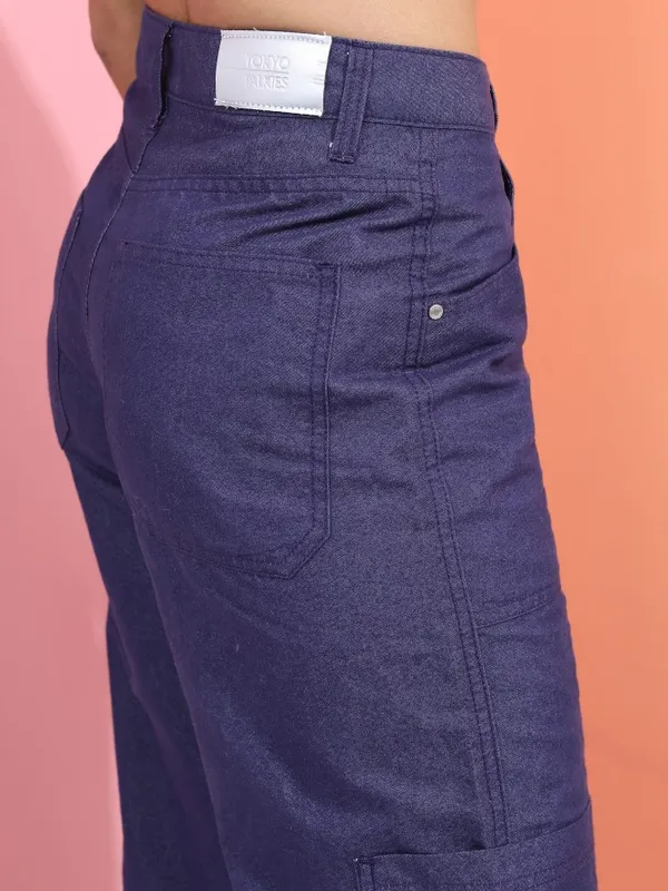  Tokyo Talkies Women Navy Blue Dad Fit Clean Look Jeans