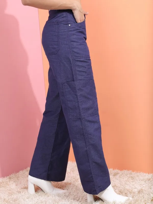  Tokyo Talkies Women Navy Blue Dad Fit Clean Look Jeans
