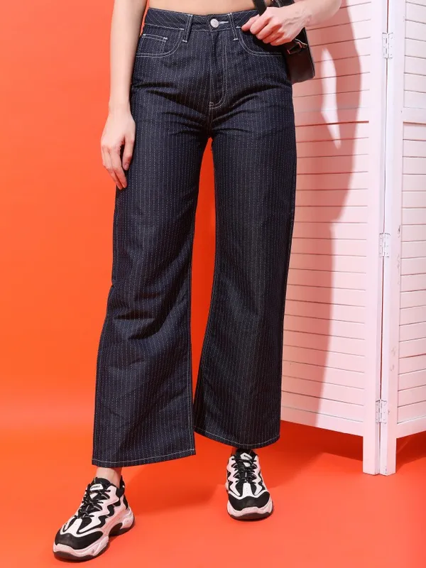  Tokyo Talkies Women Navy Blue Dad Fit Clean Look Jeans